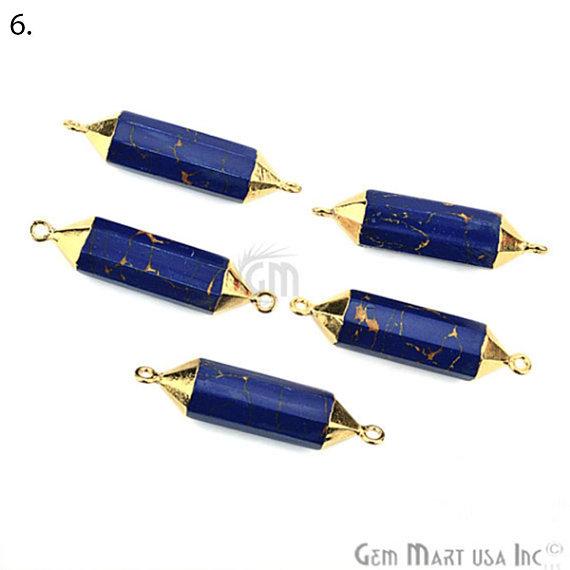 Double Terminated Point Gold Electroplated Gemstone Pendant Connector (Pick Stone) - GemMartUSA