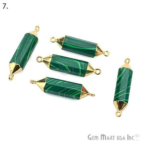 Double Terminated Point Gold Electroplated Gemstone Pendant Connector (Pick Stone) - GemMartUSA