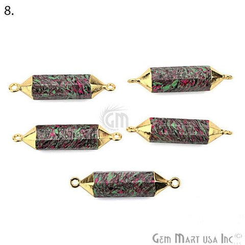 Double Terminated Point Gold Electroplated Gemstone Pendant Connector (Pick Stone) - GemMartUSA