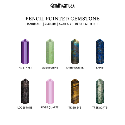 Pointed Pencil 25x6mm Spiritual Healing Gemstone (Pick Your Stone)