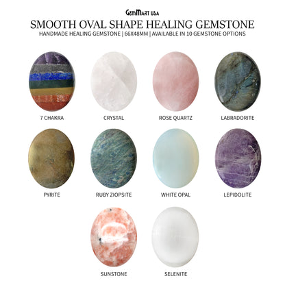 Smooth Oval 66x48mm Healing Gemstone Crystal Palm Stone Worry Stone, Self Care