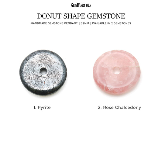 Donut Shape Gemstone 32mm Focal Energy Pendant With A Hole