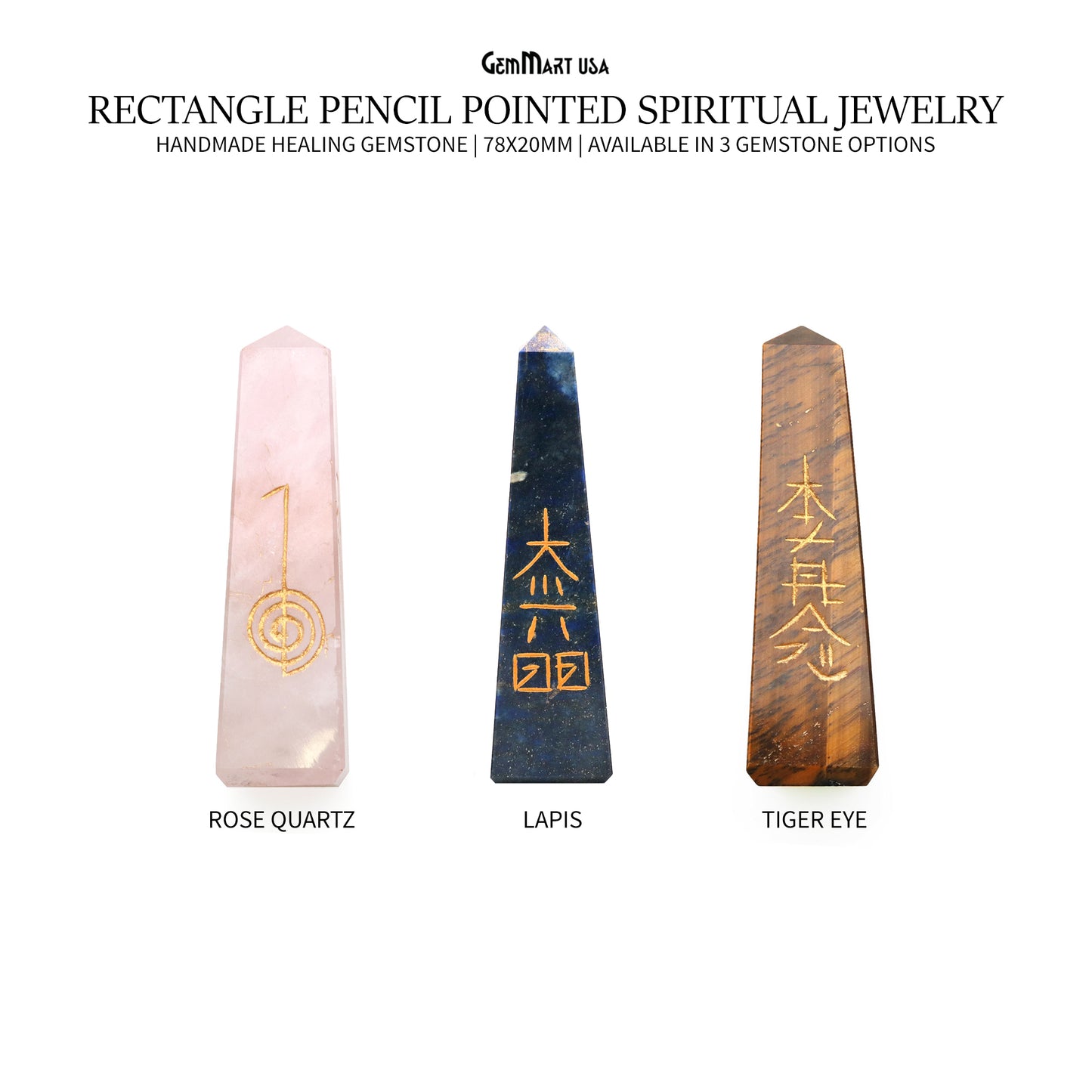 Rectangle Pencil Pencil Pointed Spiritual Jewelry 78x20mm Healing Gemstone