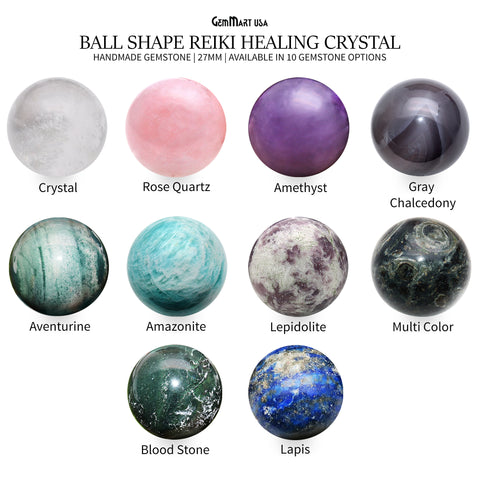 Gemstone Ball, 27mm Sphere ball, Reiki Healing Crystal, Crystal Ball, Healing Stone, Fortune Ball