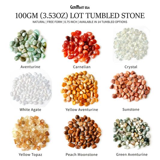 100gm (3.53oz)  Lot Tumbled Stone 0.75 Inch Loose Gemstone Beads