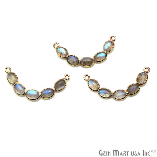 DIY, Labradorite Gold Plated 32X6mm Smiley Chandelier Finding Component - GemMartUSA