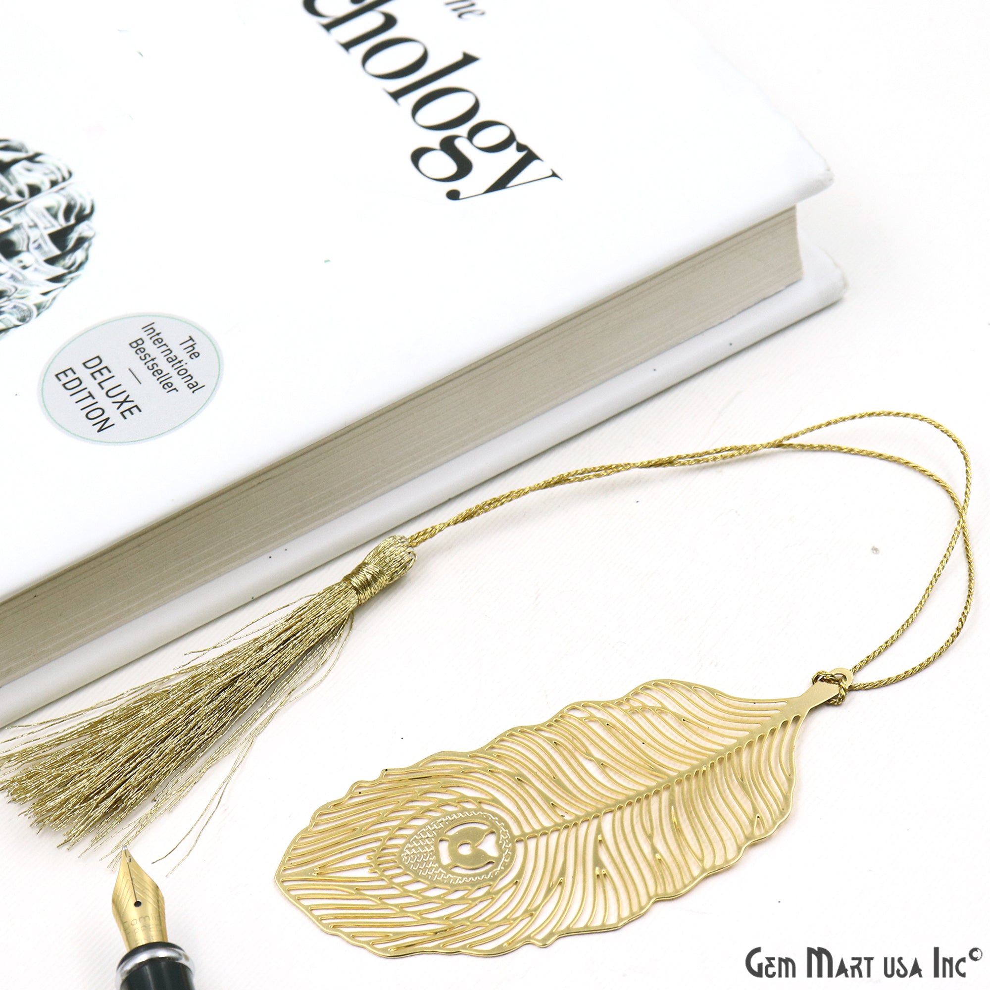 Metal Feather Bookmark With Tassel. Gold Bookmark, Reader Gift, Handmade Bookmark, Page Marker, Aesthetic Gift. 84x36mm