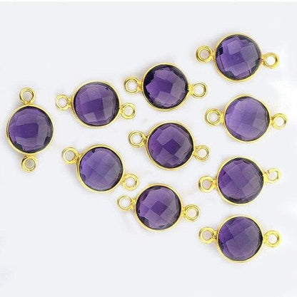 Round 8mm Gold Plated Double Bail Gemstone Connectors (Pick Your Lot Size) - GemMartUSA