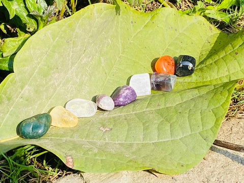 9pc Lot Tumble Stone 26X16MM , Multi Color Beautiful Nine Stone Set, Reiki stones, Healing crystal, Chakra Healing