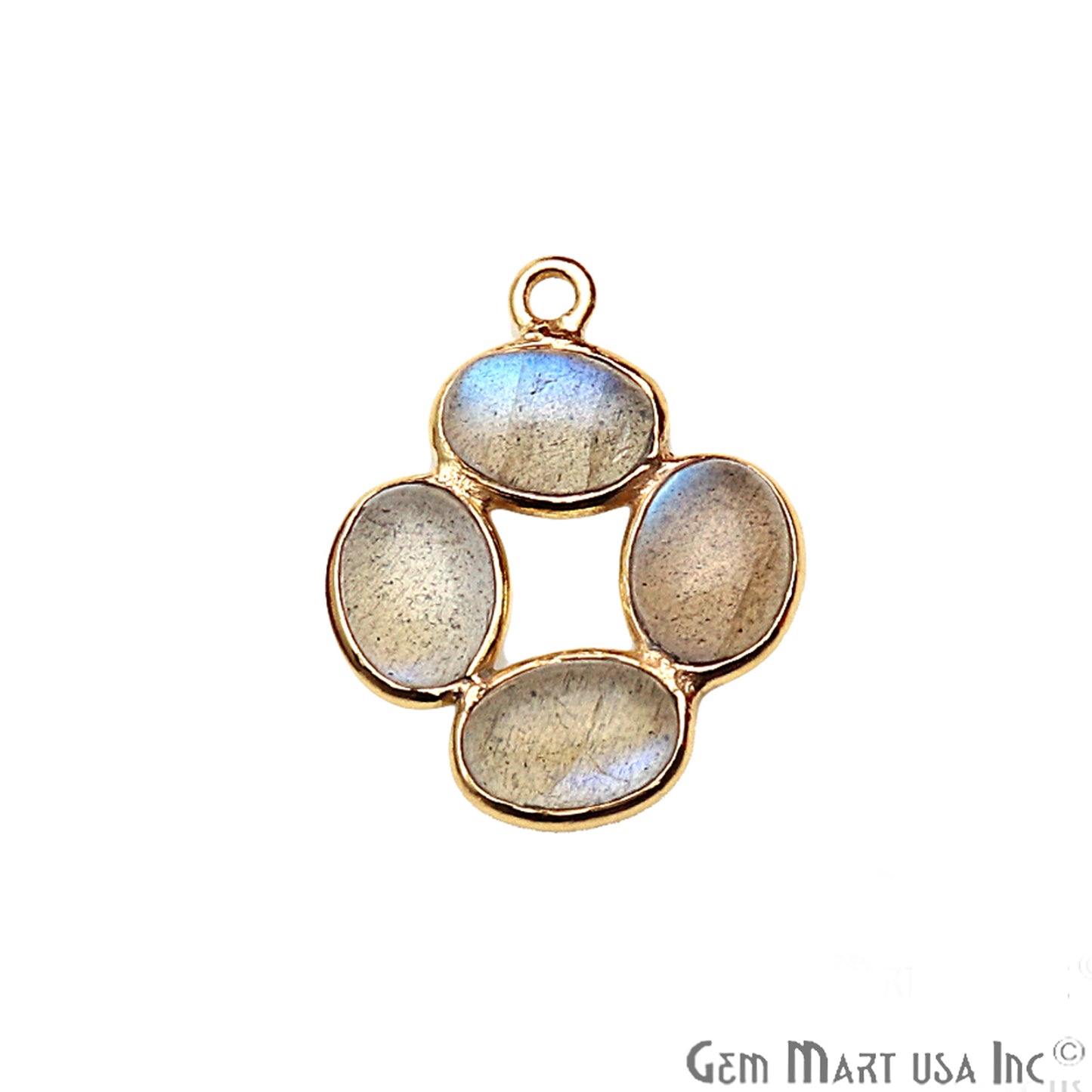 DIY, Labradorite Gold Plated 24X21mm Square Chandelier Finding Component - GemMartUSA