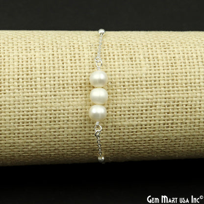 Pearl Round Gemstone Chain With Lobster Clasp Bracelet 7Inch