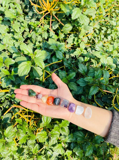 9pc Lot Tumble Stone 26X16MM , Multi Color Beautiful Nine Stone Set, Reiki stones, Healing crystal, Chakra Healing