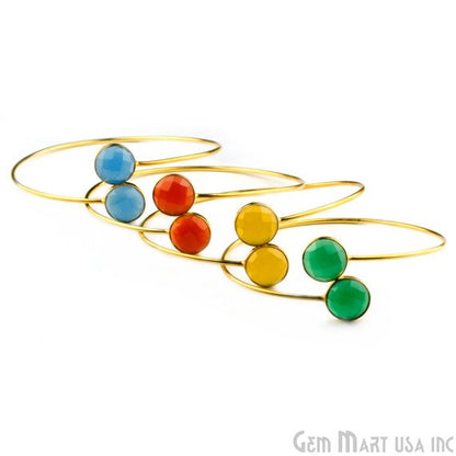 Gold Plated 12mm Round Shape Adjustable Gold Plated Stacking Bangle Bracelet (19003-1) - GemMartUSA (755041796143)