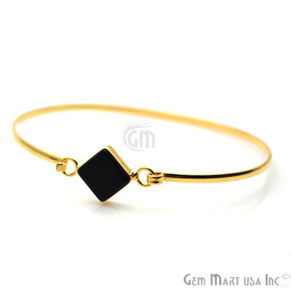 Gold Plated 10mm Square Shape Adjustable Bangle Bracelet (Pick Your Stone) - GemMartUSA