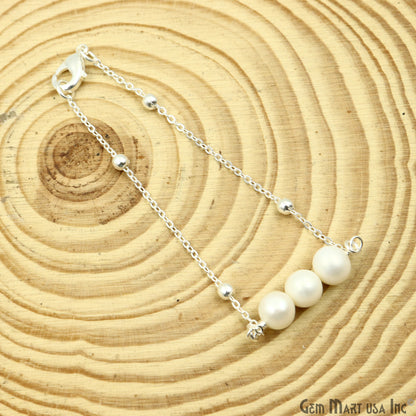 Pearl Round Gemstone Chain With Lobster Clasp Bracelet 7Inch