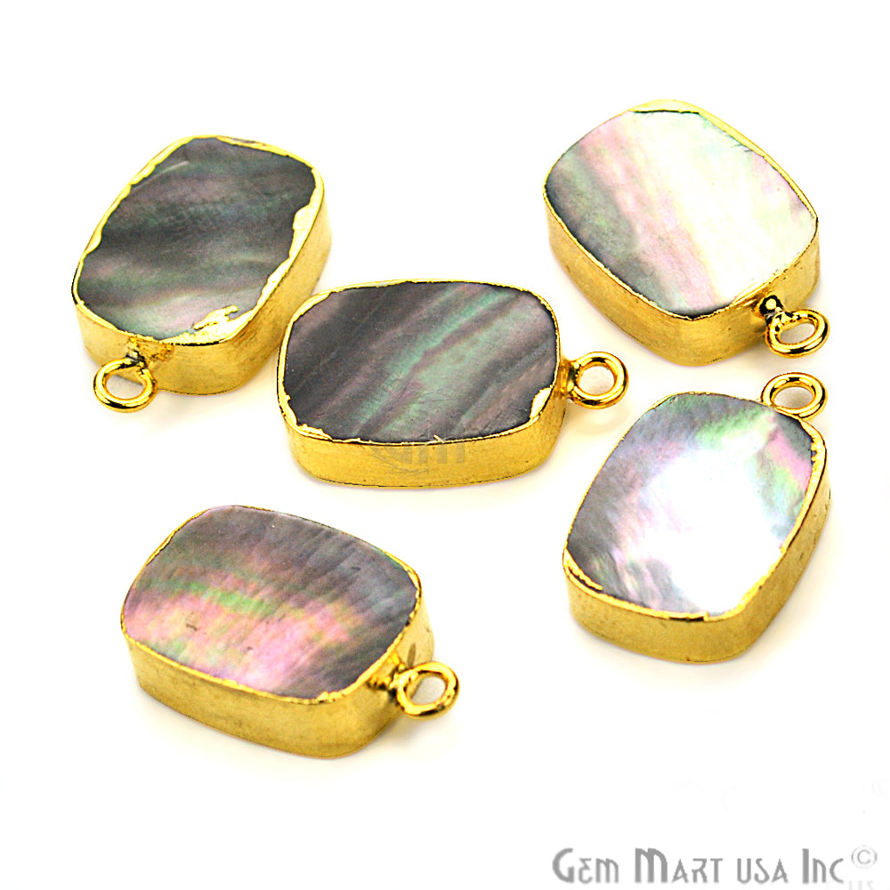 Abalone 12x16mm Octagon Shape Gold Electroplated Single Bail Gemstone Connector - GemMartUSA