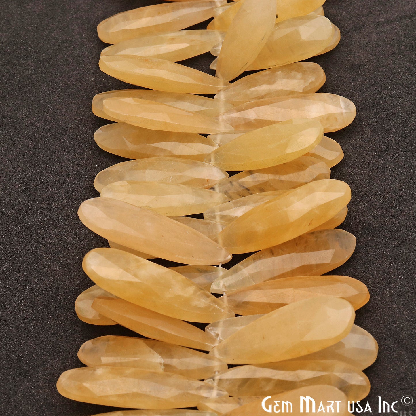 Yellow Aventurine Pears 28x10mm Crafting Beads Gemstone Briolette Strands 8 Inch - GemMartUSA