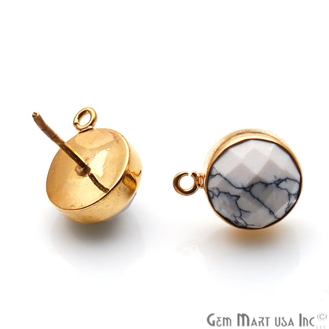 DIY Howlite Gemstone Gold Plated Loop Stud Earrings - GemMartUSA