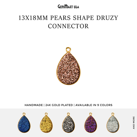 Titanium Druzy 13x18mm Pears Gold Single Bail Bezel Gemstone Connector