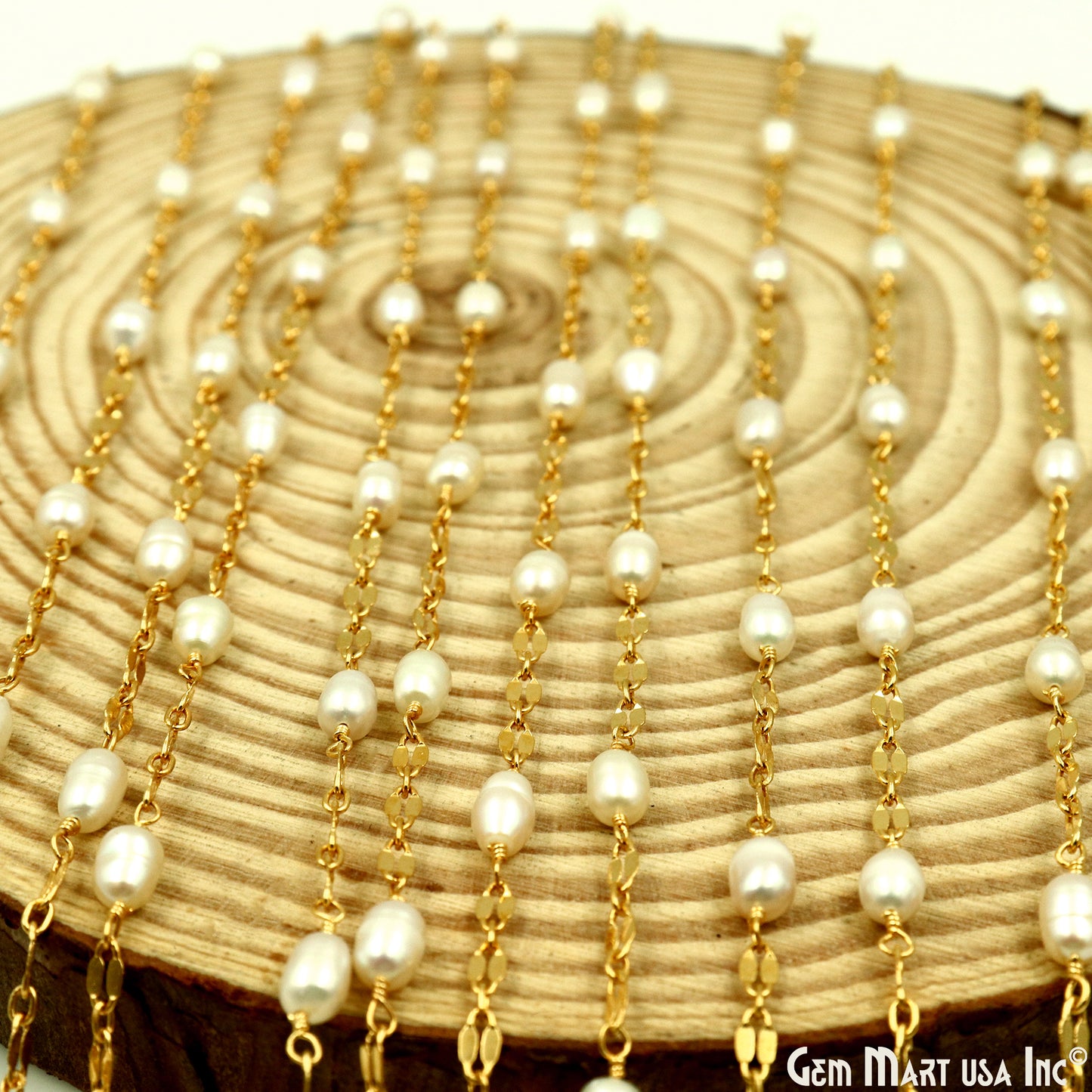 Pearl Oval Beads Gold Plated Finding Rosary Chain