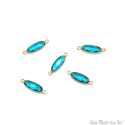 Faceted Oval 5x15mm Gold Plated Double Bail Gemstone Bezel Connector