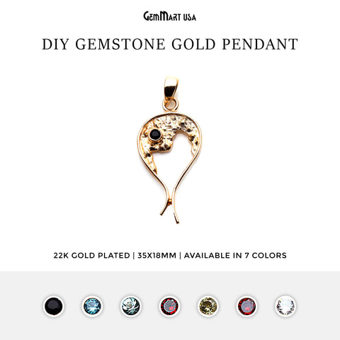 DIY Gemstone 35x18mm Gold Plated Unique Necklace Pendant