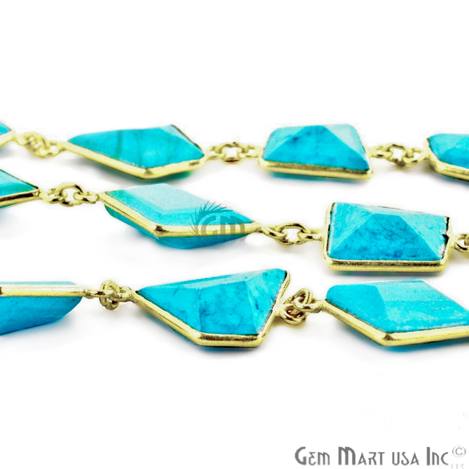 Turquoise 10-15mm Mix Faceted Gold Bezel Continuous Connector Chain - GemMartUSA (764301770799)