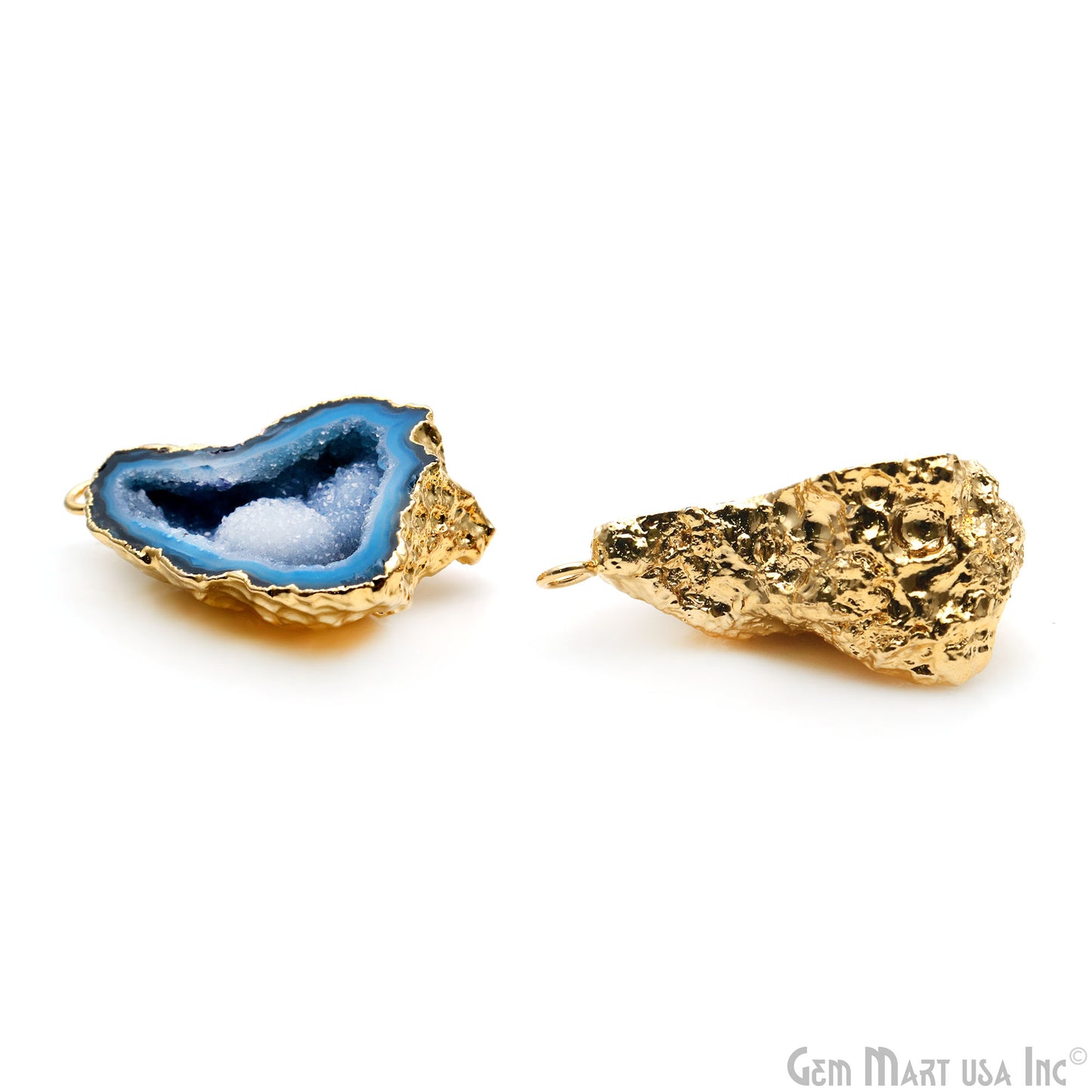 Geode Druzy 33x22mm Organic Gold Electroplated Single Bail Gemstone Earring Connector 1 Pair