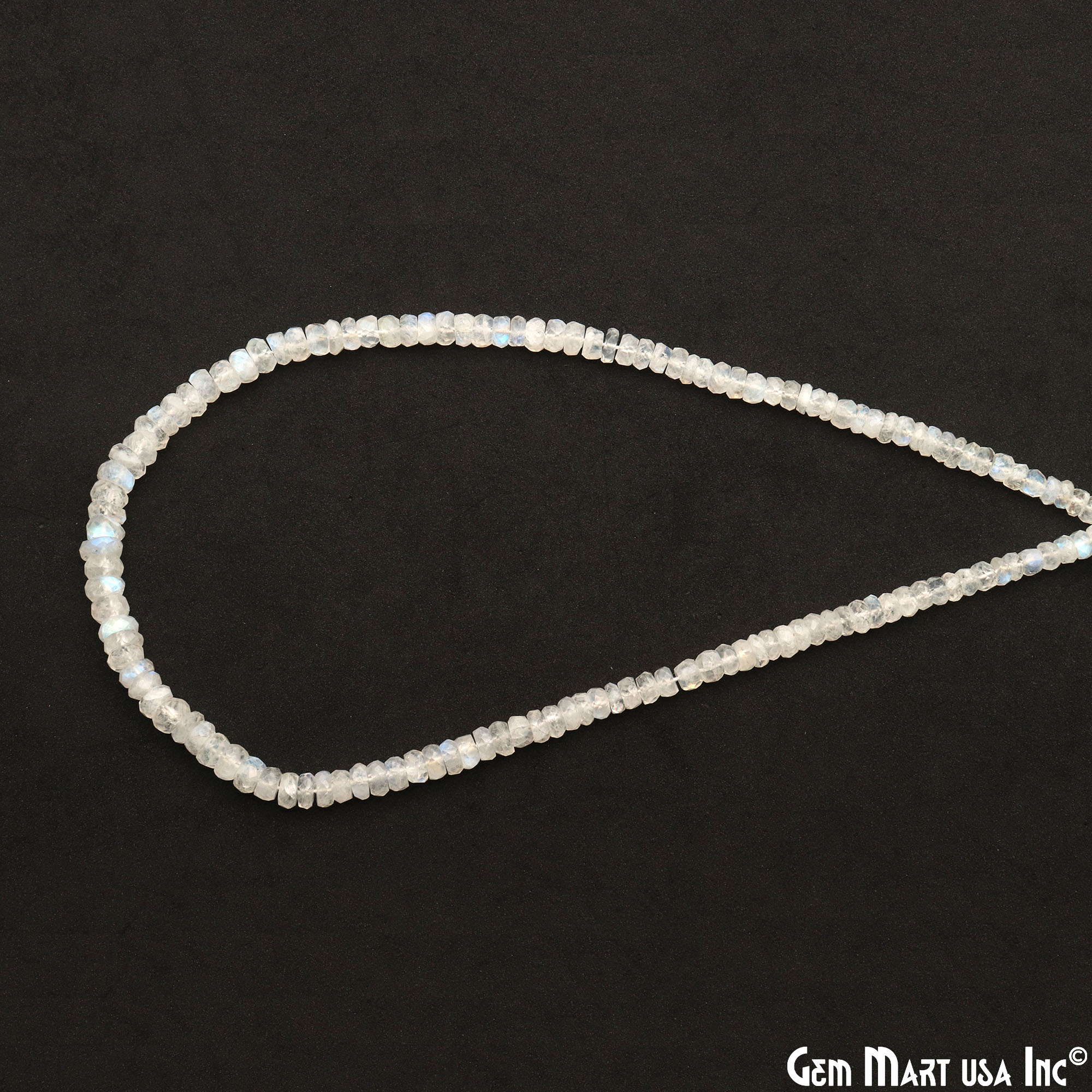Rainbow Moonstone Micro Faceted Rondelle 3-4mm 13Inch Length AAAmazing Blue Luster (RLRM-70002) (762732445743)