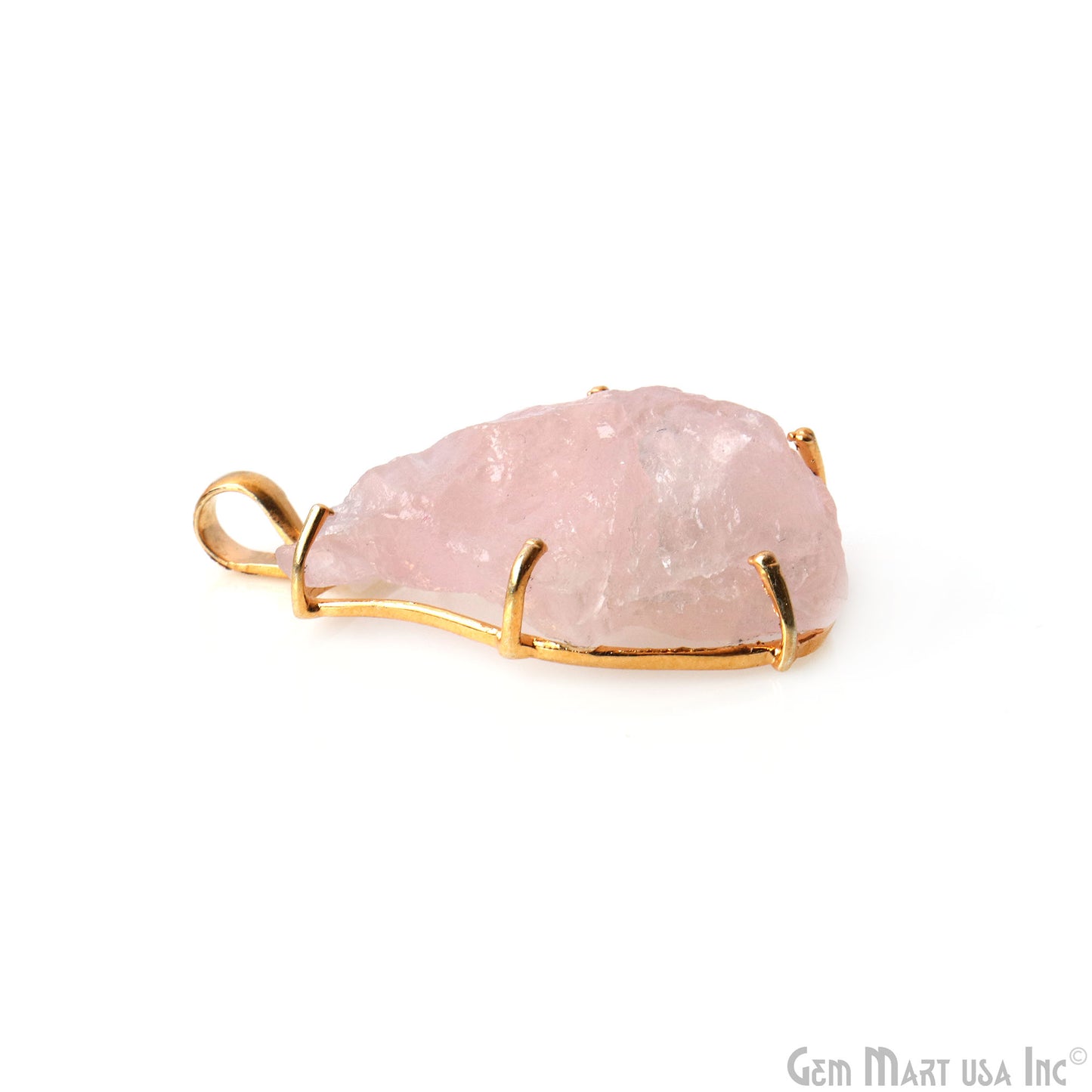 Natural Morganite Organic 38x20mm Gold Plated Prong Setting Single Bail Gemstone Pendant