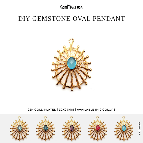 Gemstone Oval Gold Chandelier...