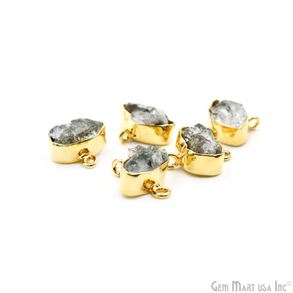 Rough Gemstone 22x15mm Double Bail Gold Plated Bezel Connector