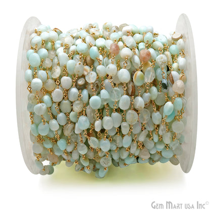 Amazonite 8x5mm Tumble Beads Gold Plated Rosary Chain