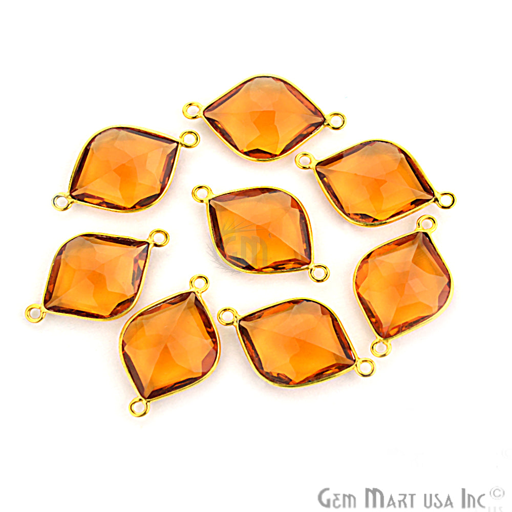 Marquise 14x18mm Double Bail Gold Bezel Gemstone Connector