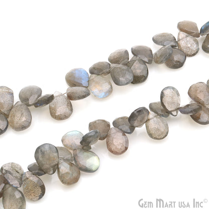 Labradorite Pears Beads, 8 Inch Gemstone Strands, Drilled Strung Briolette Beads, Pears Shape, 7x12mm