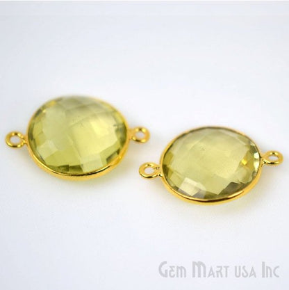 Round 16mm Double Bail Gold Bezel Gemstone Connector