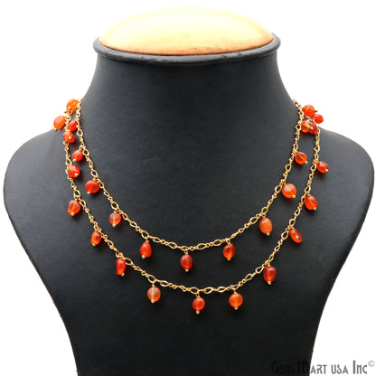 Carnelian Tumble Beads 8x5mm Gold Plated Cluster Dangle Chain