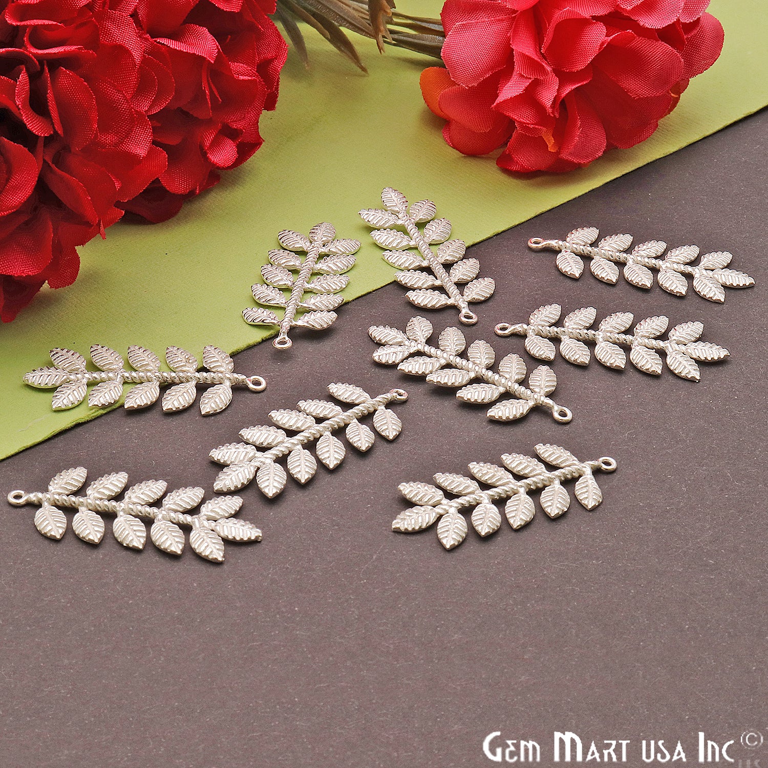 Leaf Shape Finding 39x15mm Chandelier Jewelry Charm (Pick Plating) - GemMartUSA