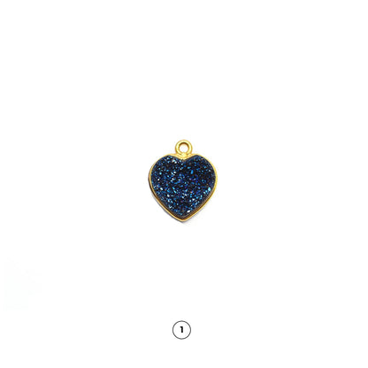 Heart 12mm Druzy Gold Plated Center Single Bail Druzy Connector