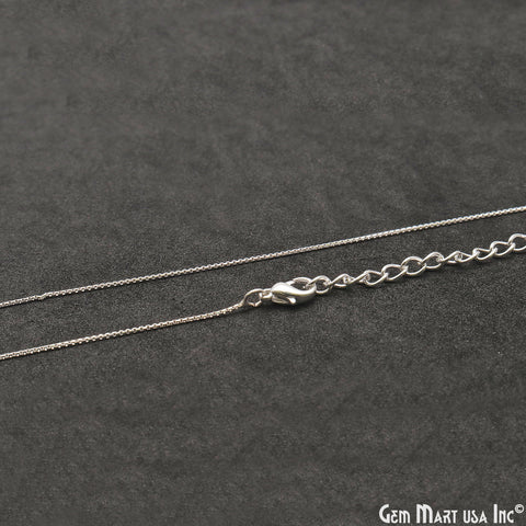 Box Chain Silver Necklace 18 Inch With Lobster Claw Clasp