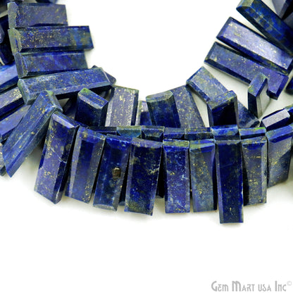 Lapis Rectangle Beads, 9 Inch Gemstone Strands, Drilled Strung Briolette Beads, Rectangle Shape, 28x10mm