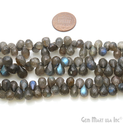 Labradorite Teardrops Faceted Gemstone 10x5mm Rondelle Beads - GemMartUSA