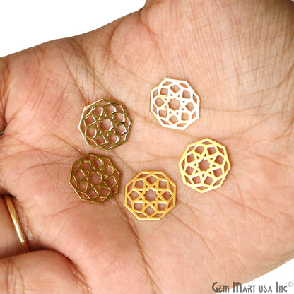 Hexagon Shape Charm Laser Finding Gold Plated 13mm Charm For Bracelets & Pendants