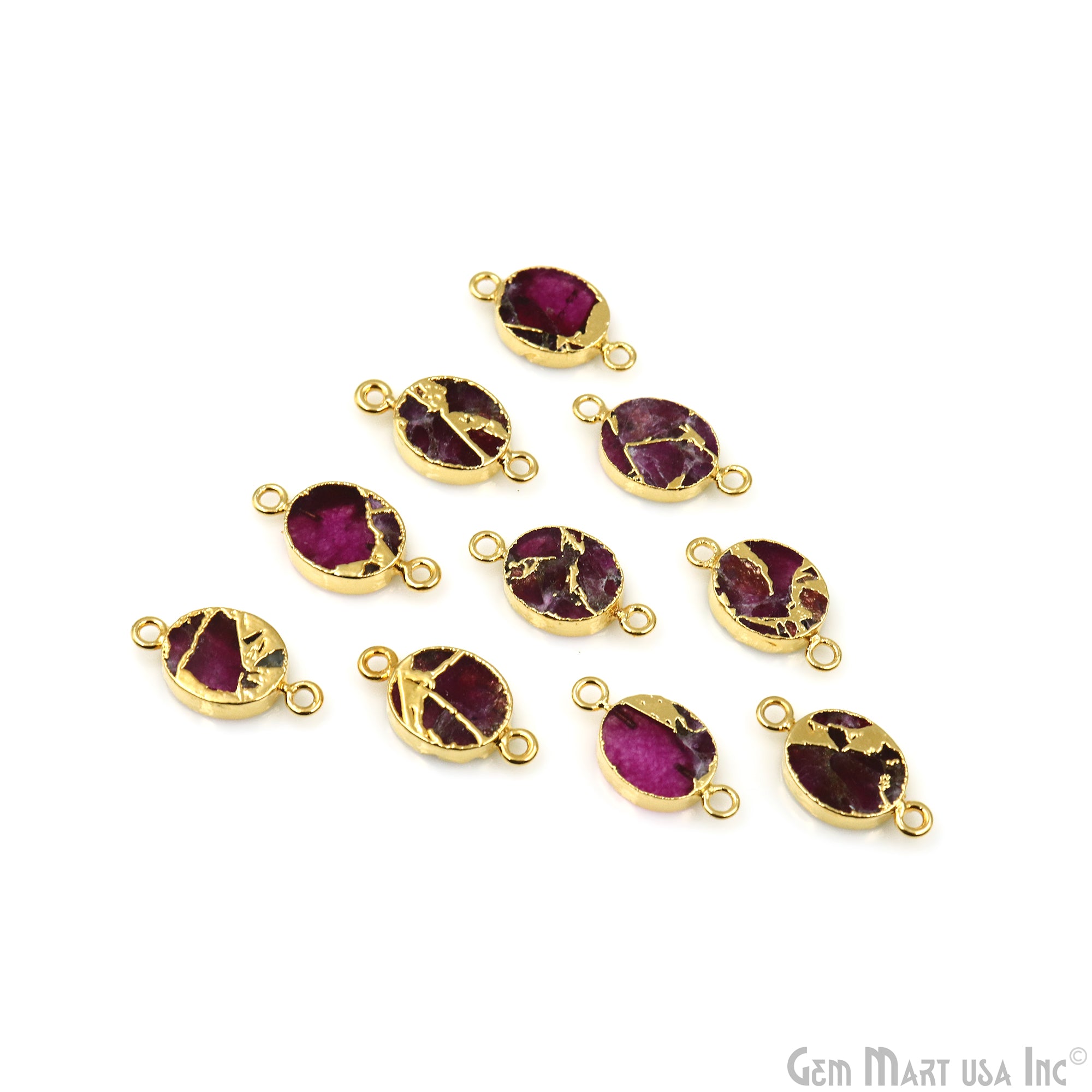 Mohave Oval 10x12mm Double Bail Gold Electroplated Gemstone Connector