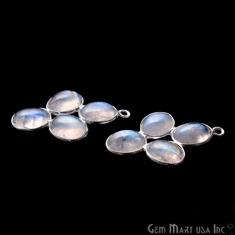 DIY Rainbow Moonstone 28x18mm Single Bail Chandelier Finding Component (Pick Your Metal) - GemMartUSA