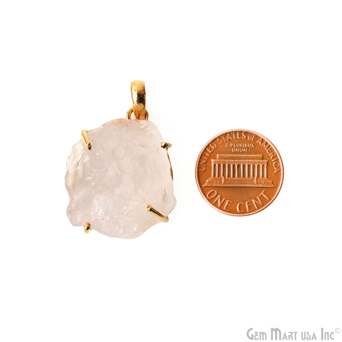 Natural Morganite Organic 28x22mm Gold Plated Prong Setting Single Bail Gemstone Pendant