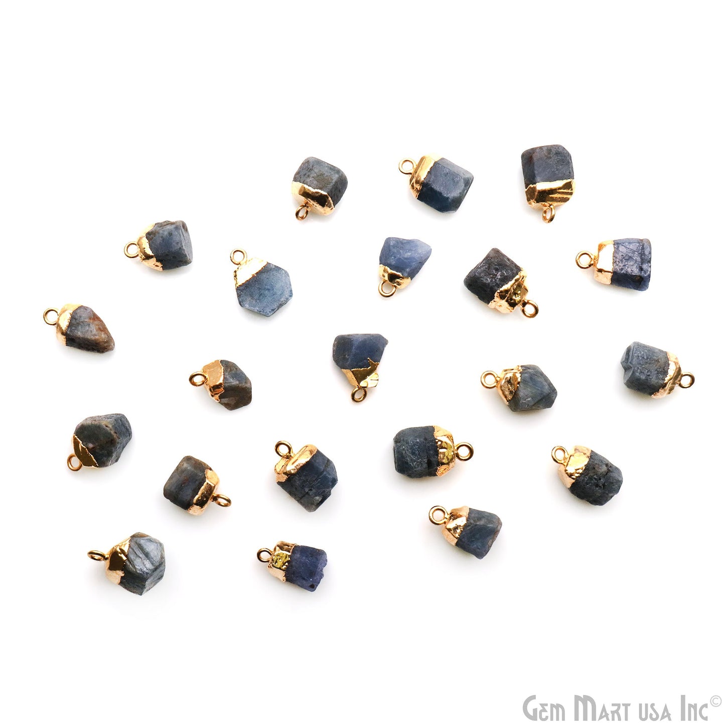 Rough Gemstone 15x10mm (appx.) Free From Gold Electroplated Single Bail Connector