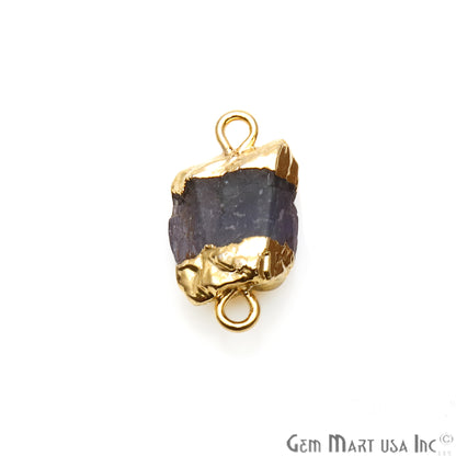 Rough Fluorite Organic 19x9mm Gold Electroplated Pendant Connector - GemMartUSA