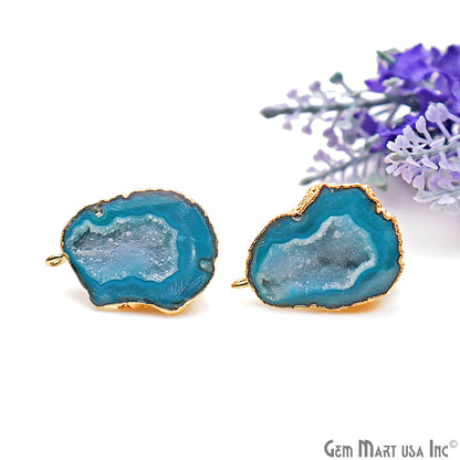 DIY Agate Slice Geode Druzy Gold Edged Loop Connector Studs Earrings