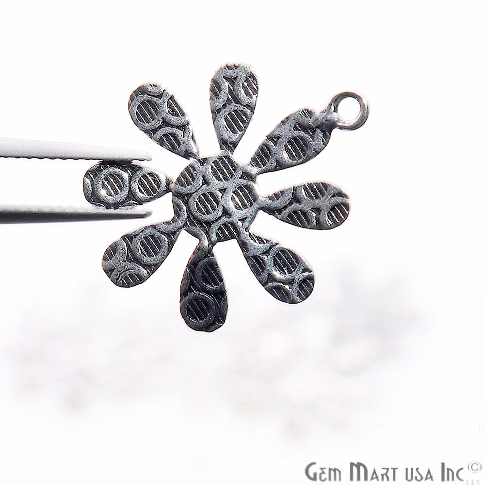 Flower Shape Oxidized 22x19mm Charm For Bracelets & Pendants - GemMartUSA